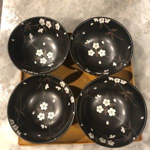 VINTAGE/UNUSED CHERRY BLOSSOM SOUP/RICE BOWLS (4)